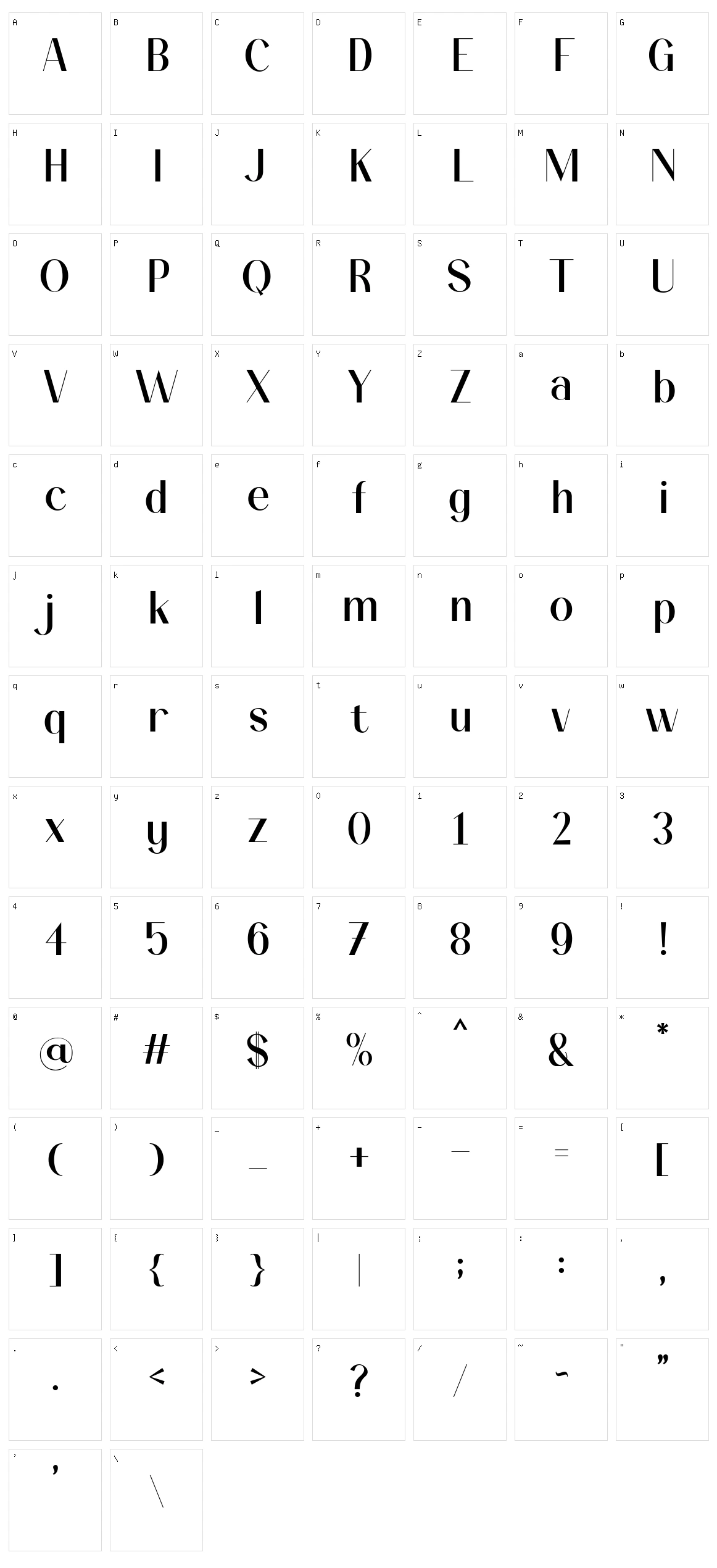 Mostery Character Set
