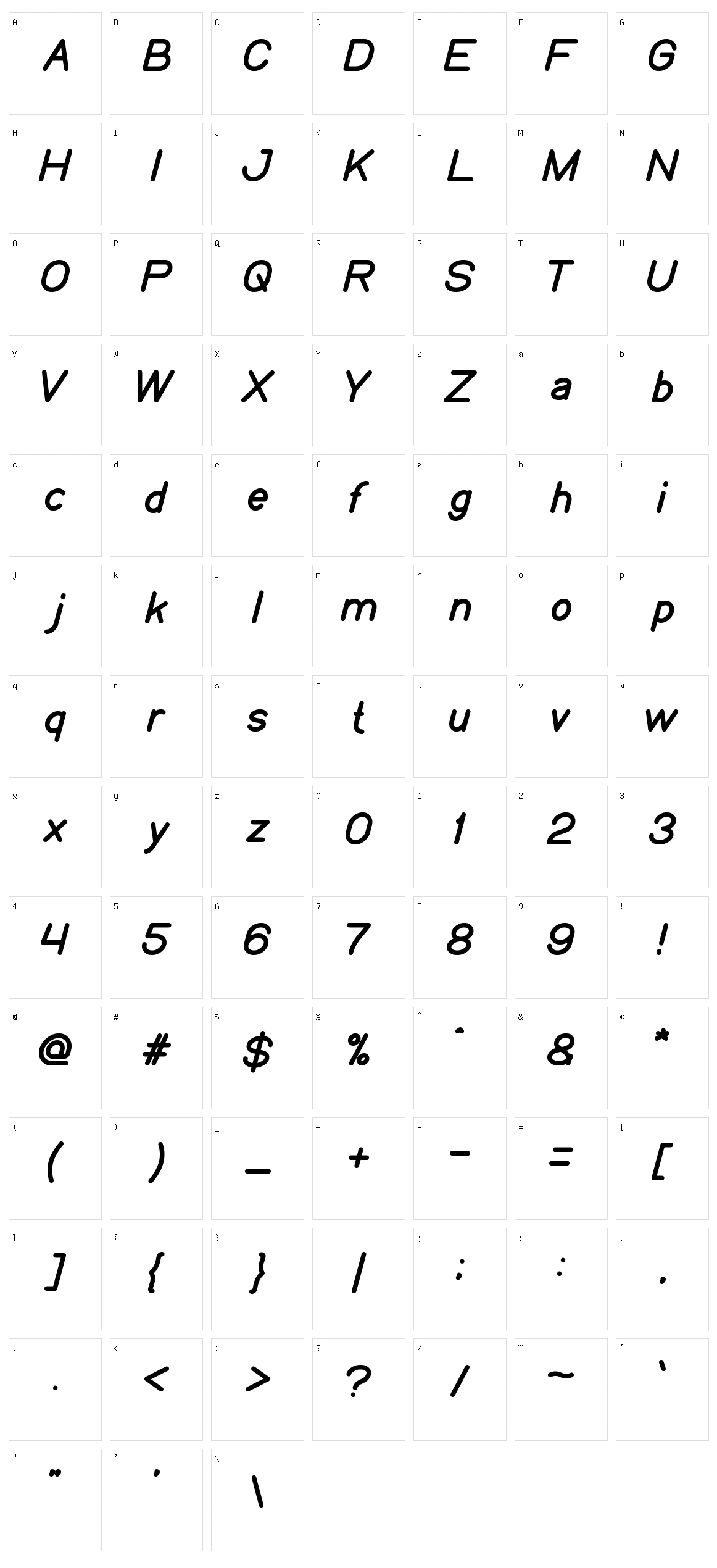 My font Character Set