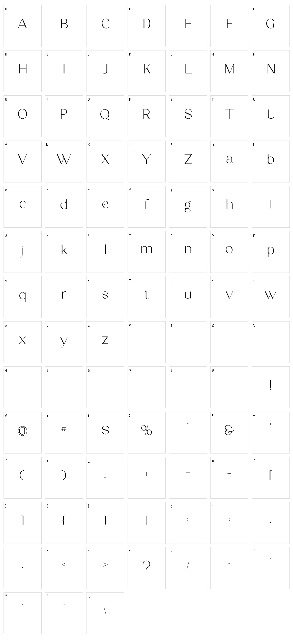 Nalieta Character Set