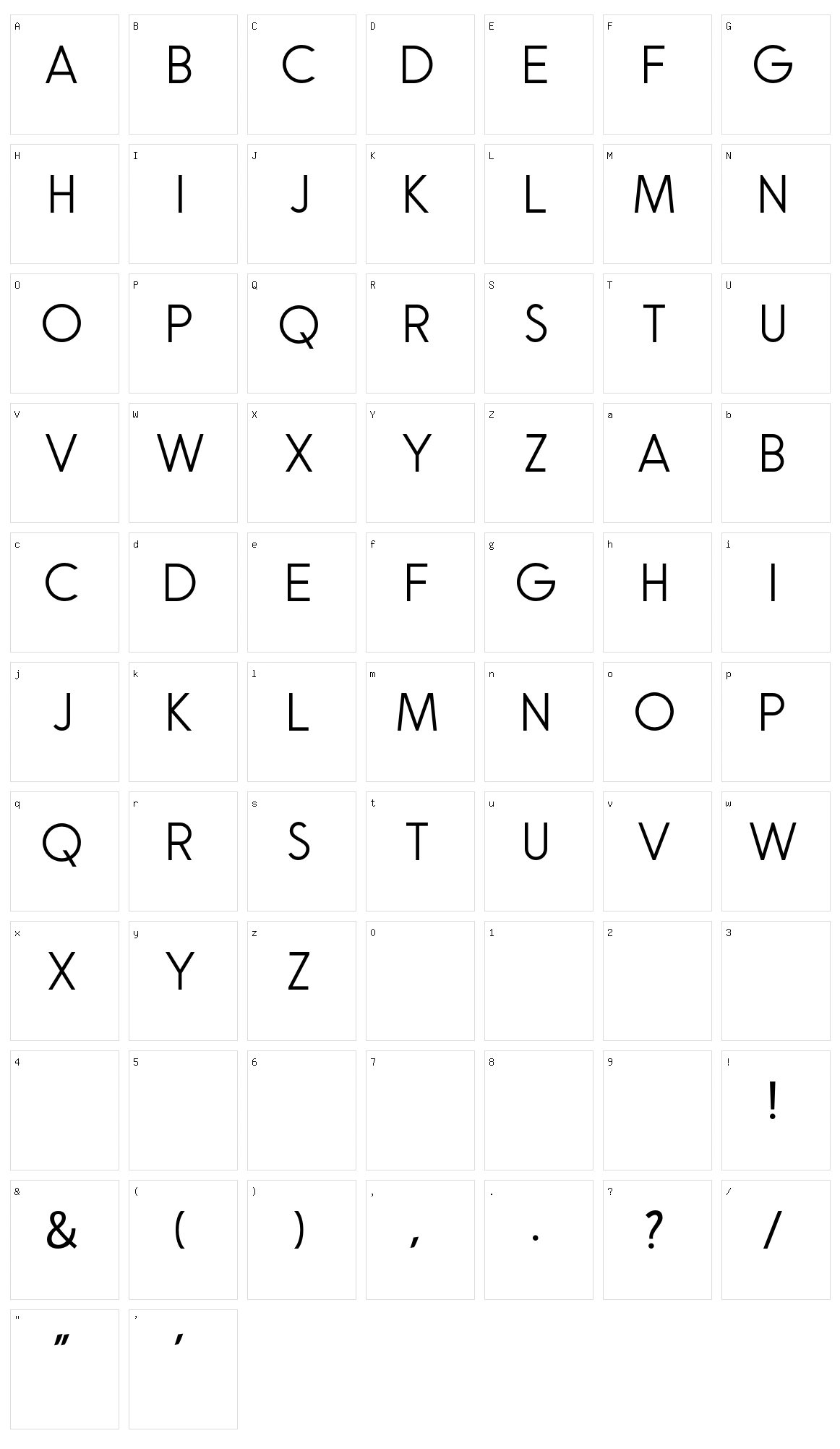 Natalia Rosaline Sans Character Set