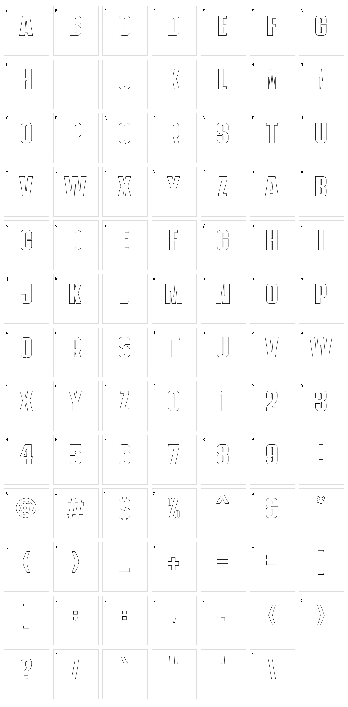 Navada Character Set