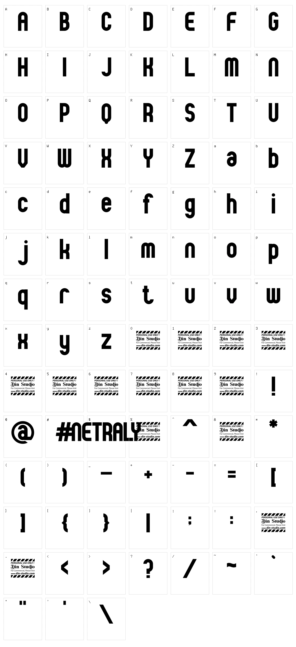Netraly Character Set
