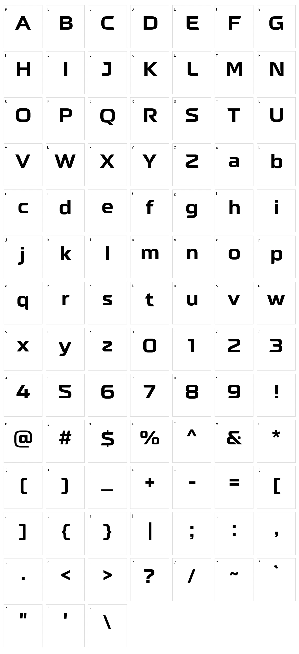 Neusharp Character Set