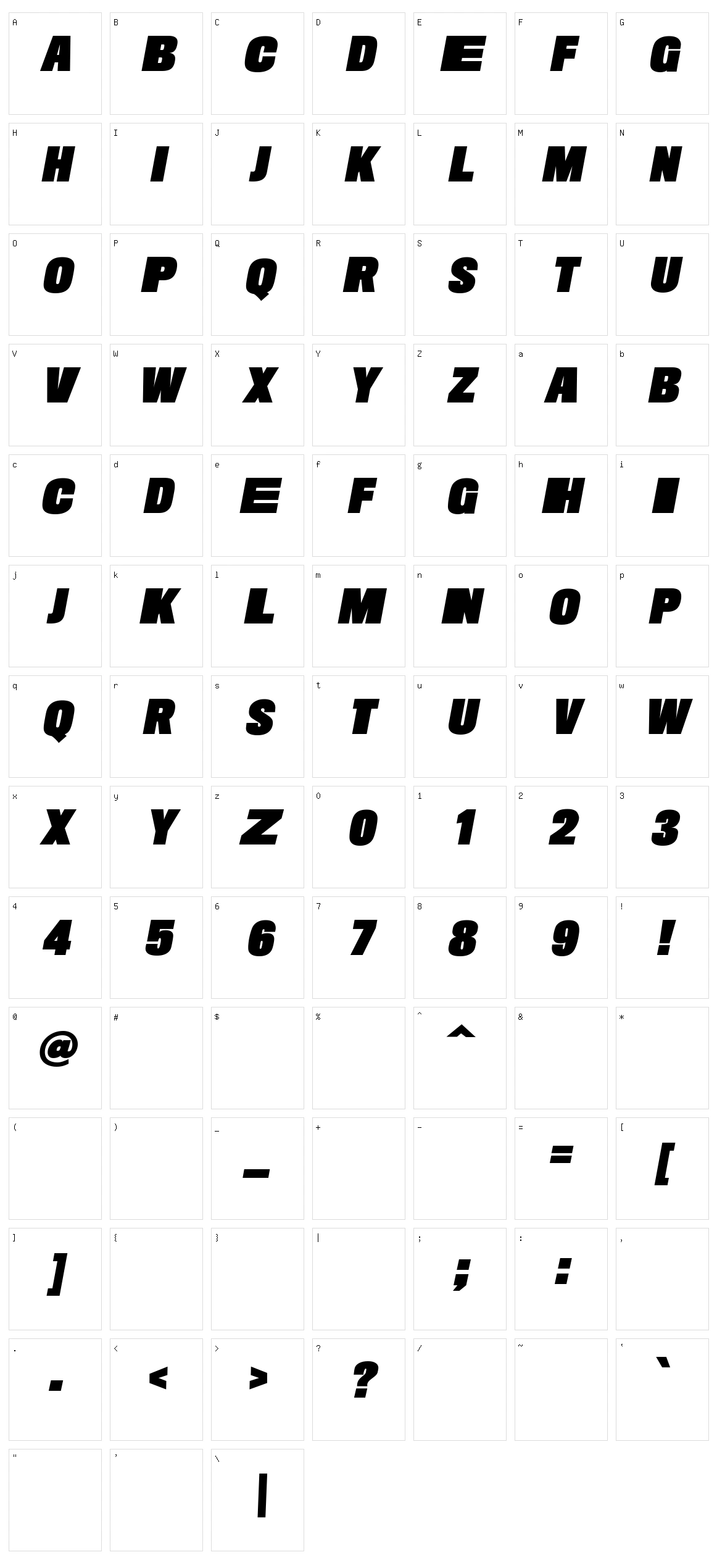 New Machines Character Set