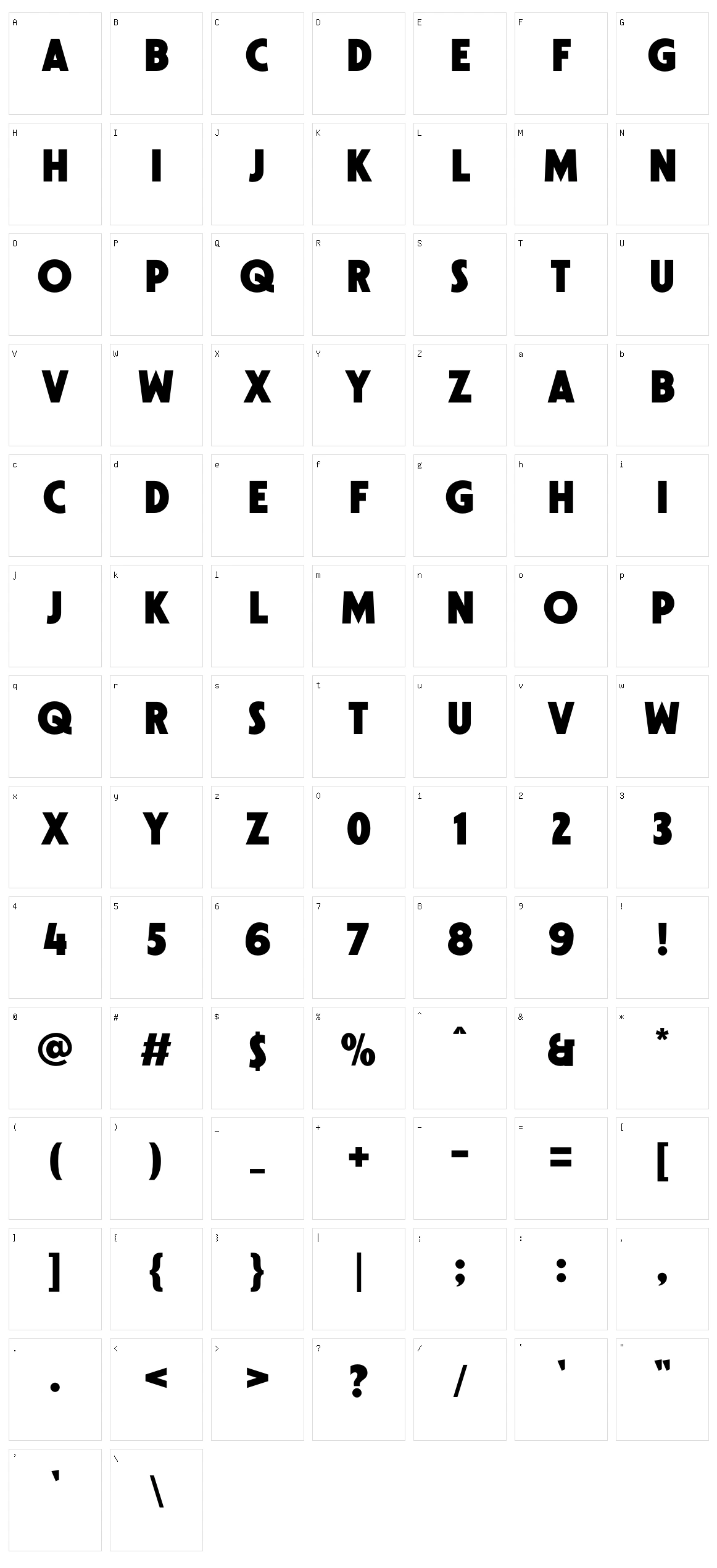 Newstar Character Set