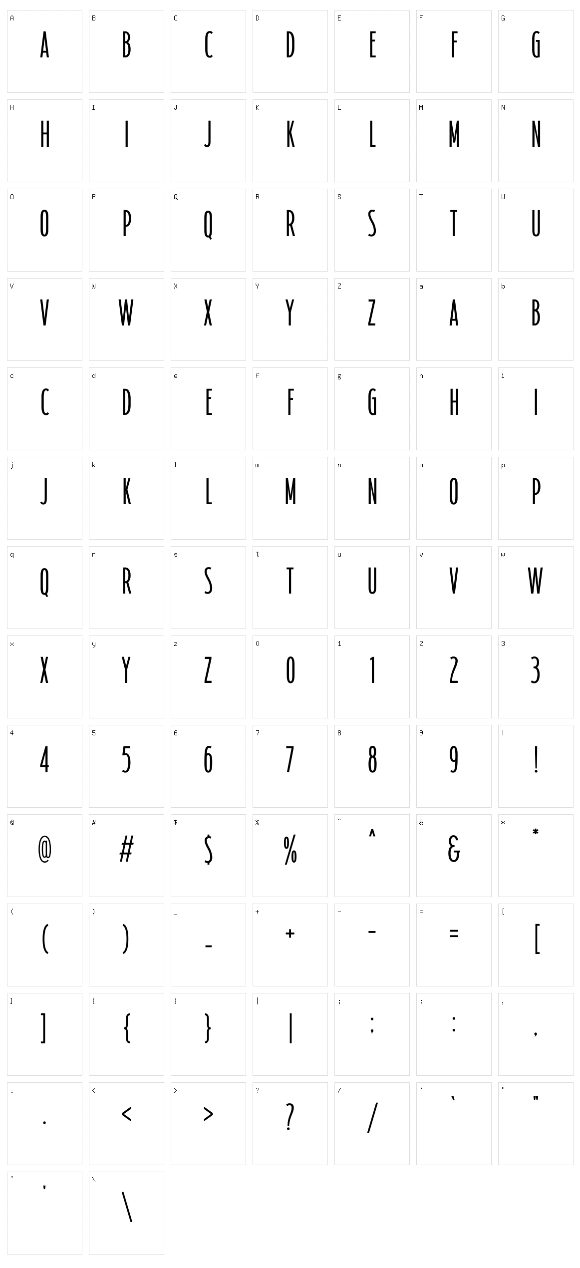 Northlima Character Set