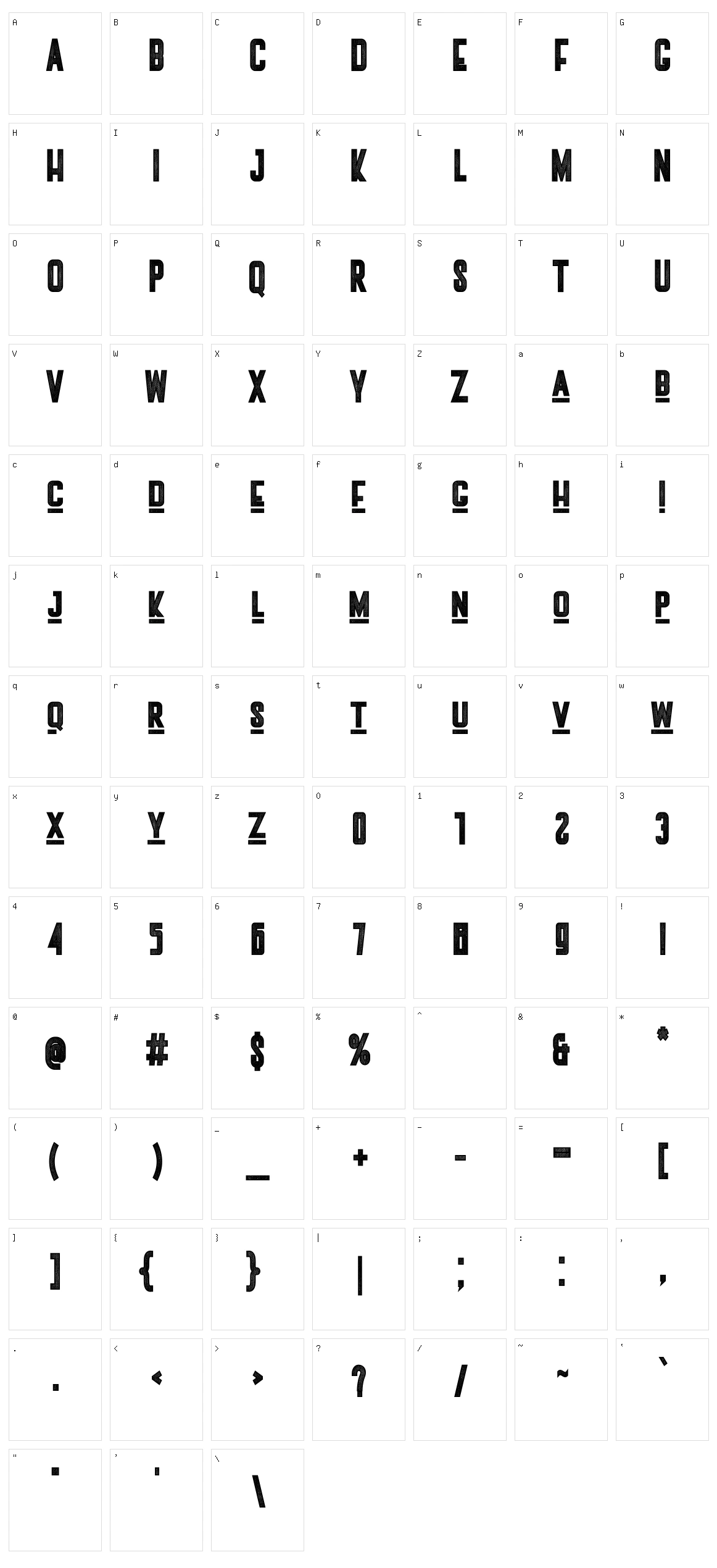 Nozty Character Set