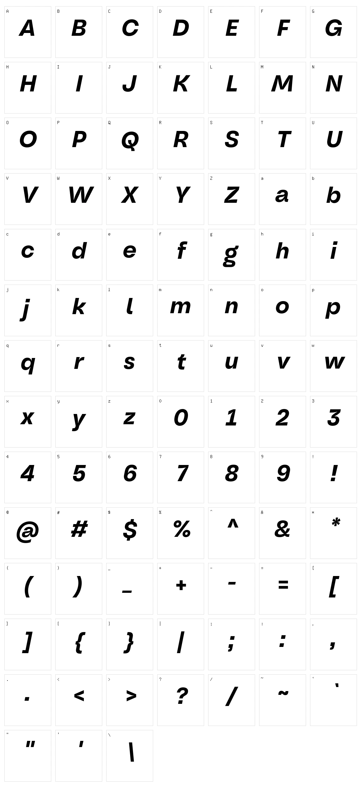Oddval Text Character Set