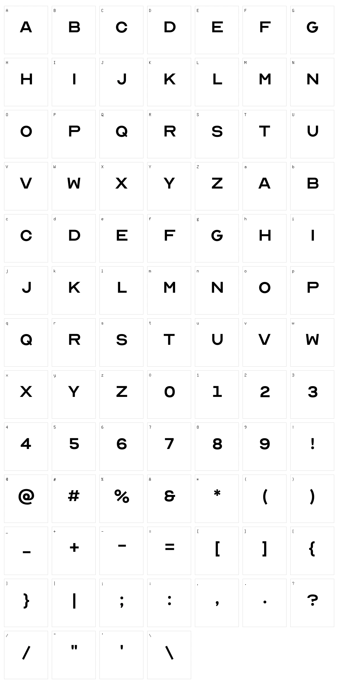 Optician Sans Character Set