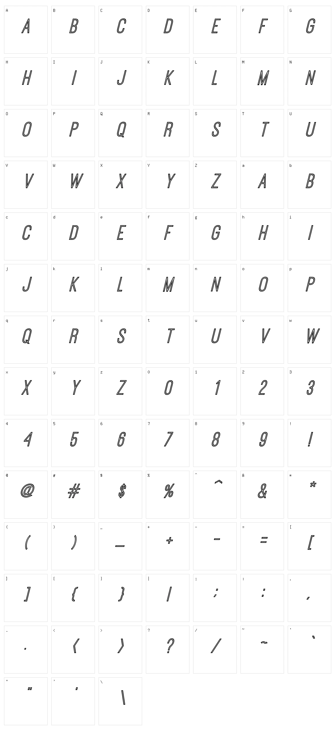 Ostrich Sans Inline Character Set