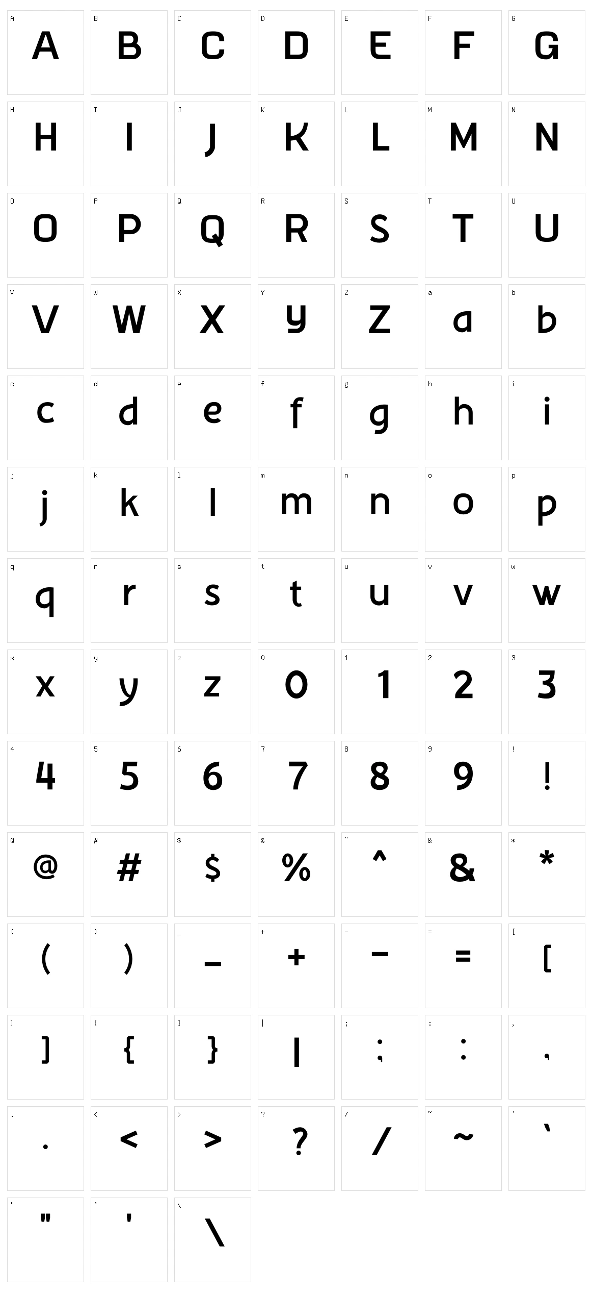 Overbrushing Sans Serif Character Set