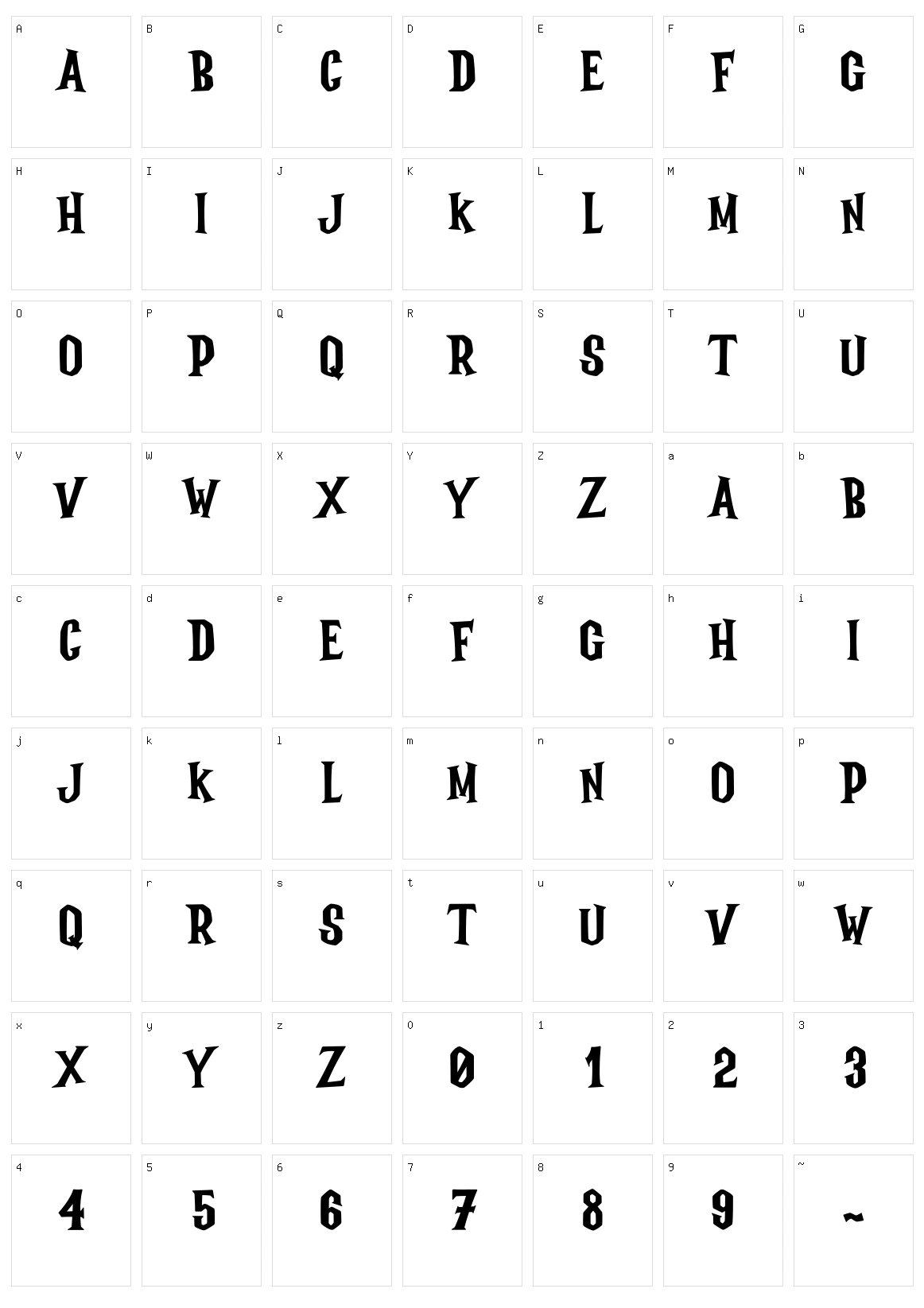 Spookyman Character Set