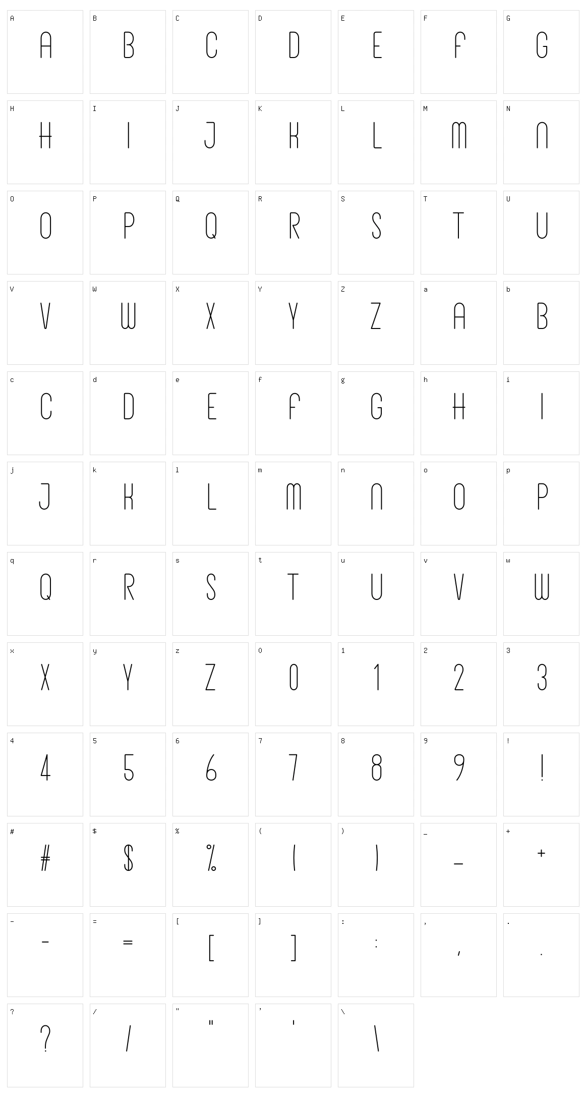 Paperclip Sans Serif Character Set