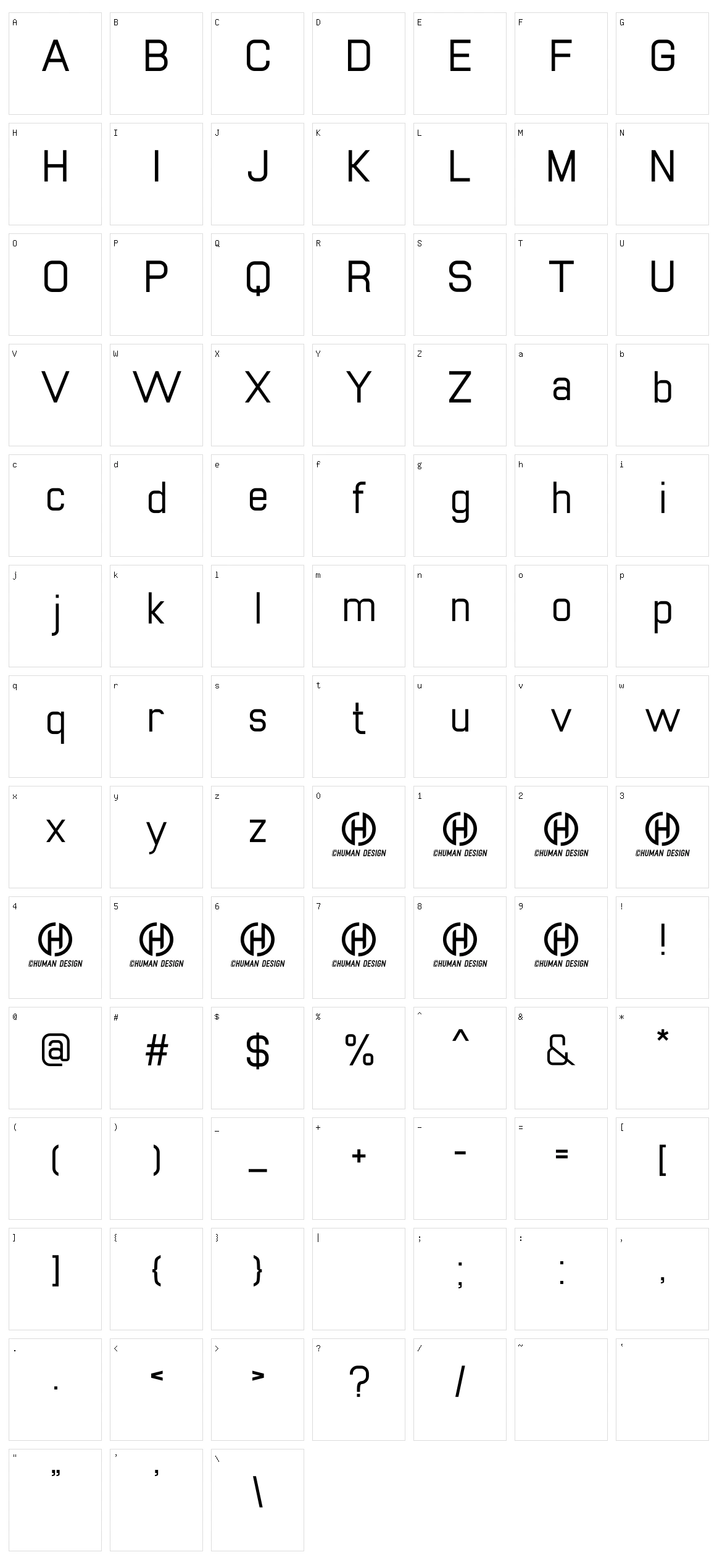 Paradigma Character Set