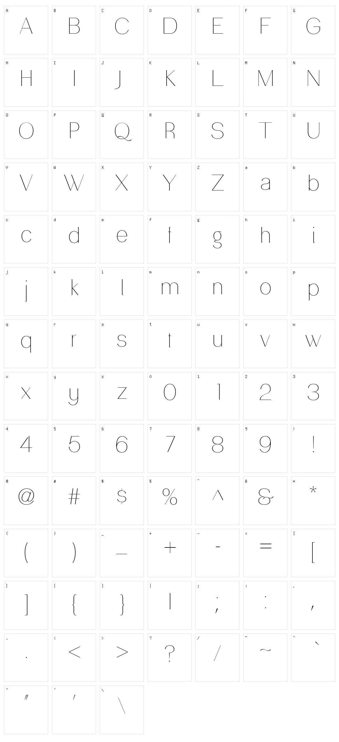 Passion Sans Character Set