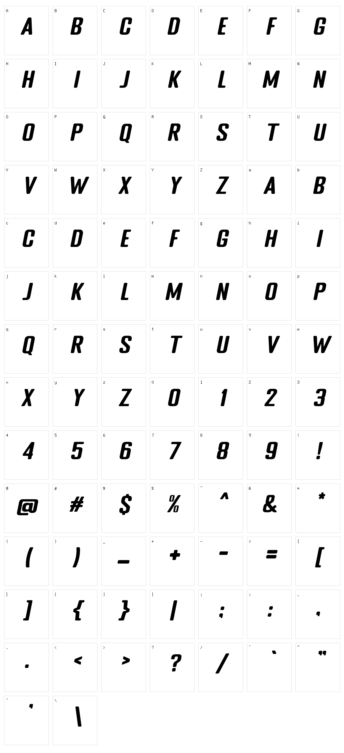 Pasti Character Set