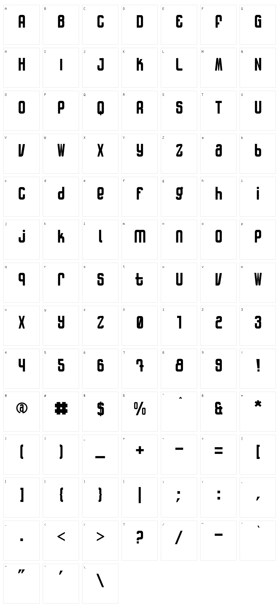 Patinio Rotulo Character Set