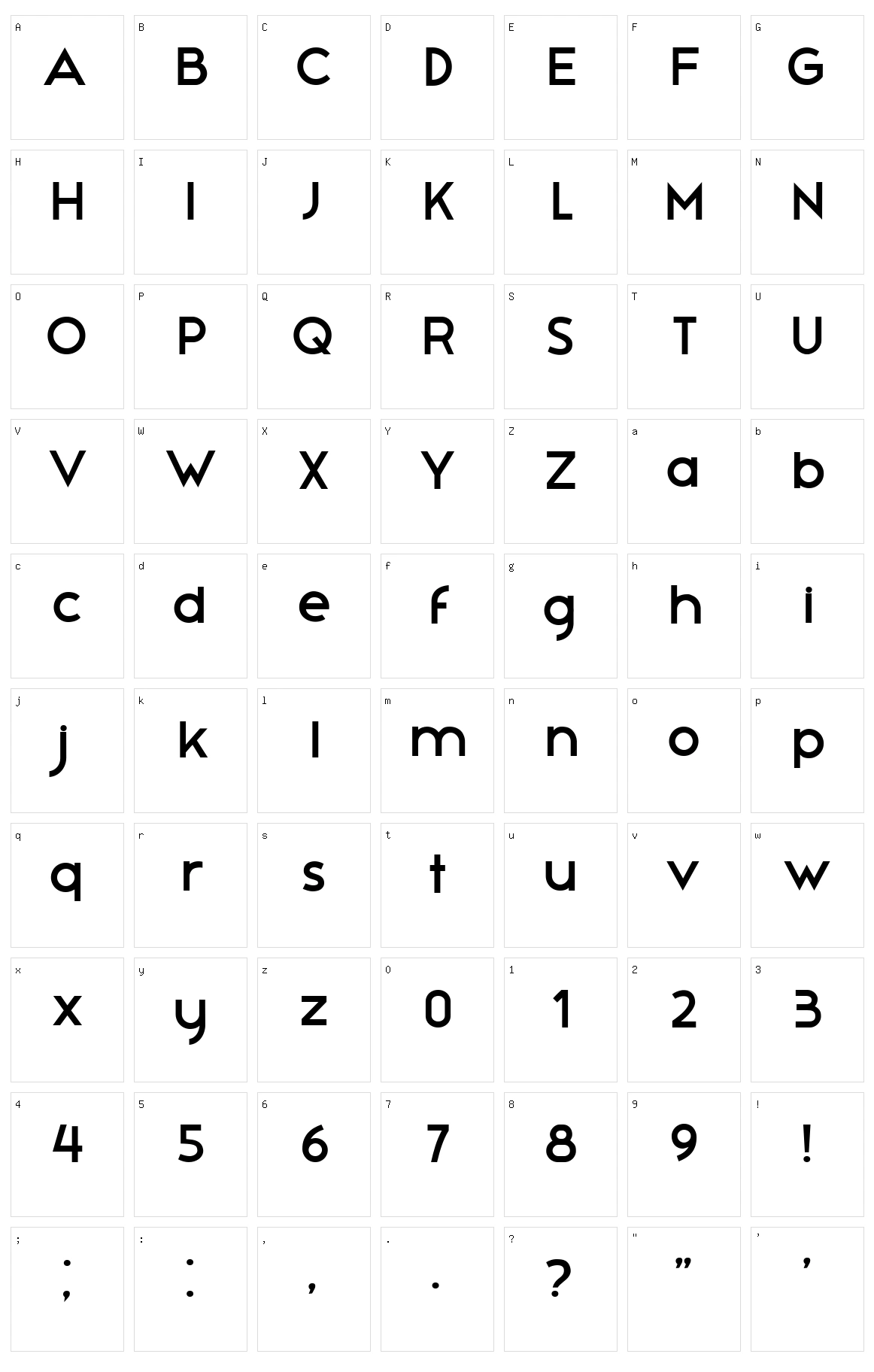 Pavia Character Set
