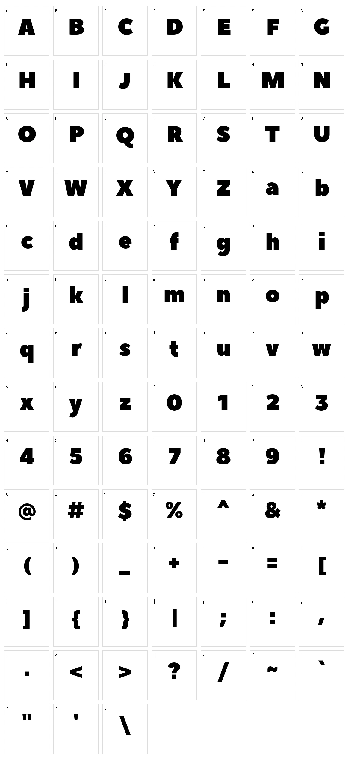 Peace Sans Character Set
