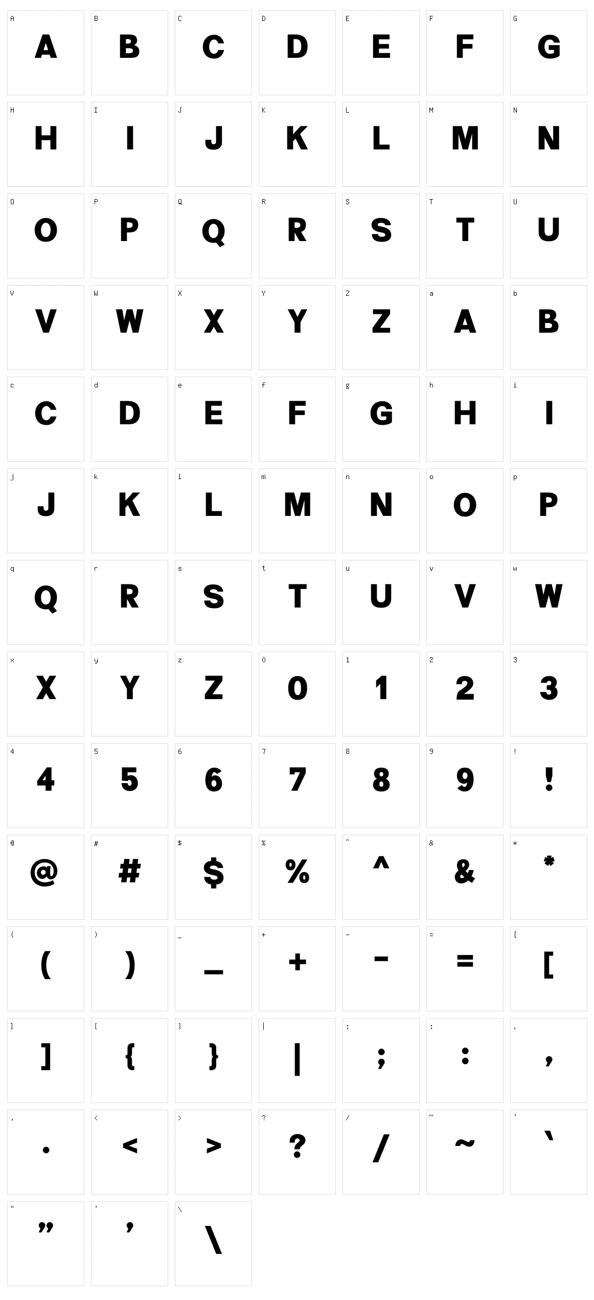 Peter Quincy Sans Character Set