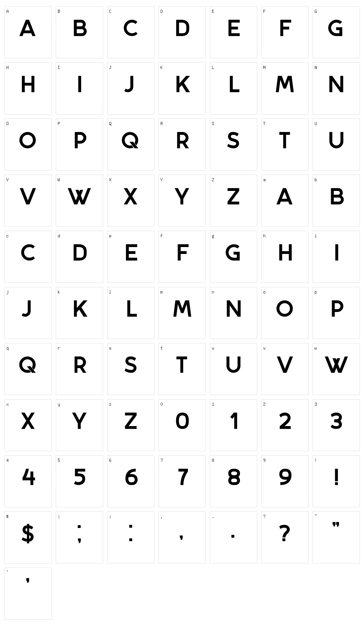 Pezula Character Set