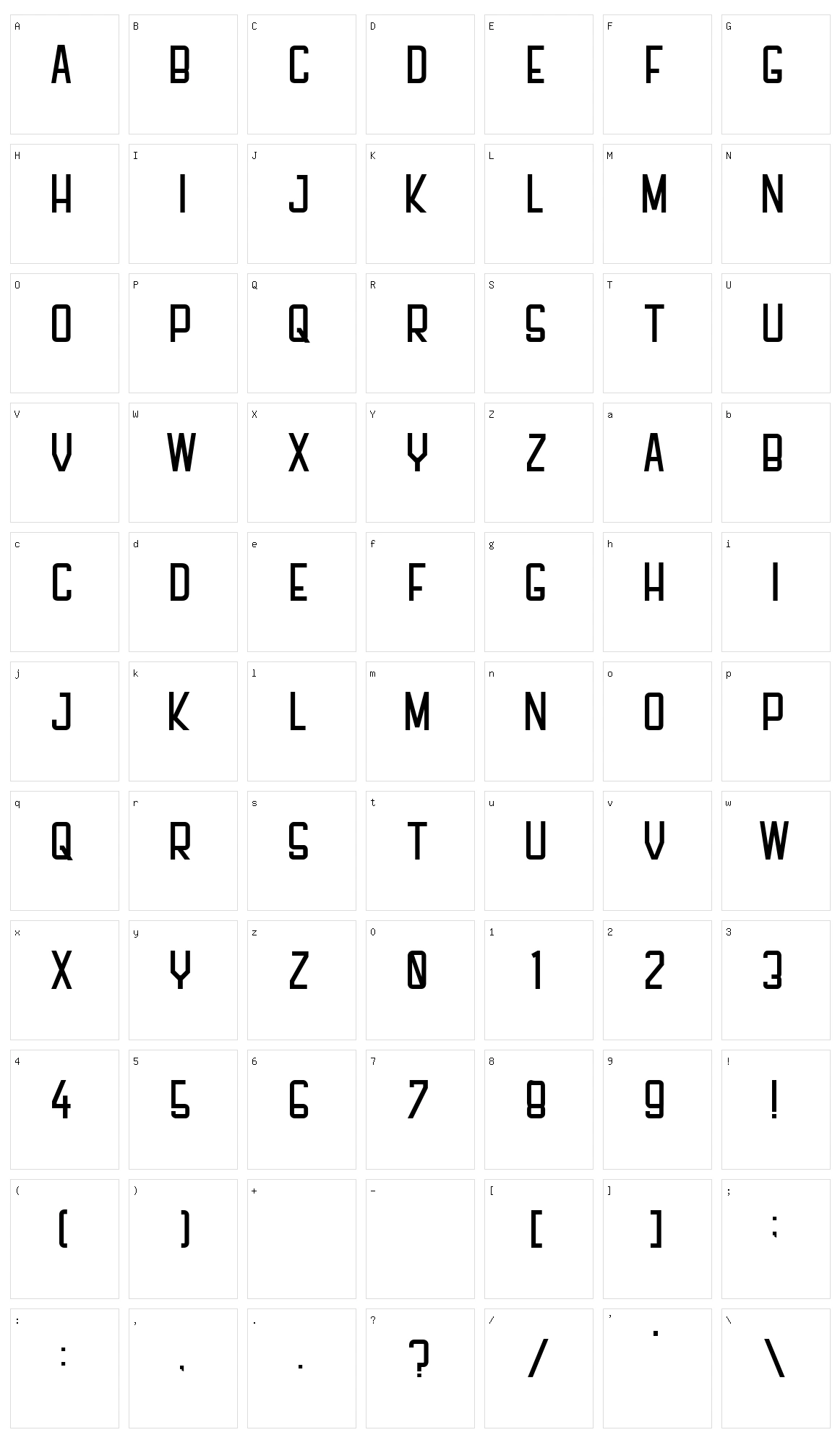 PFHall Character Set