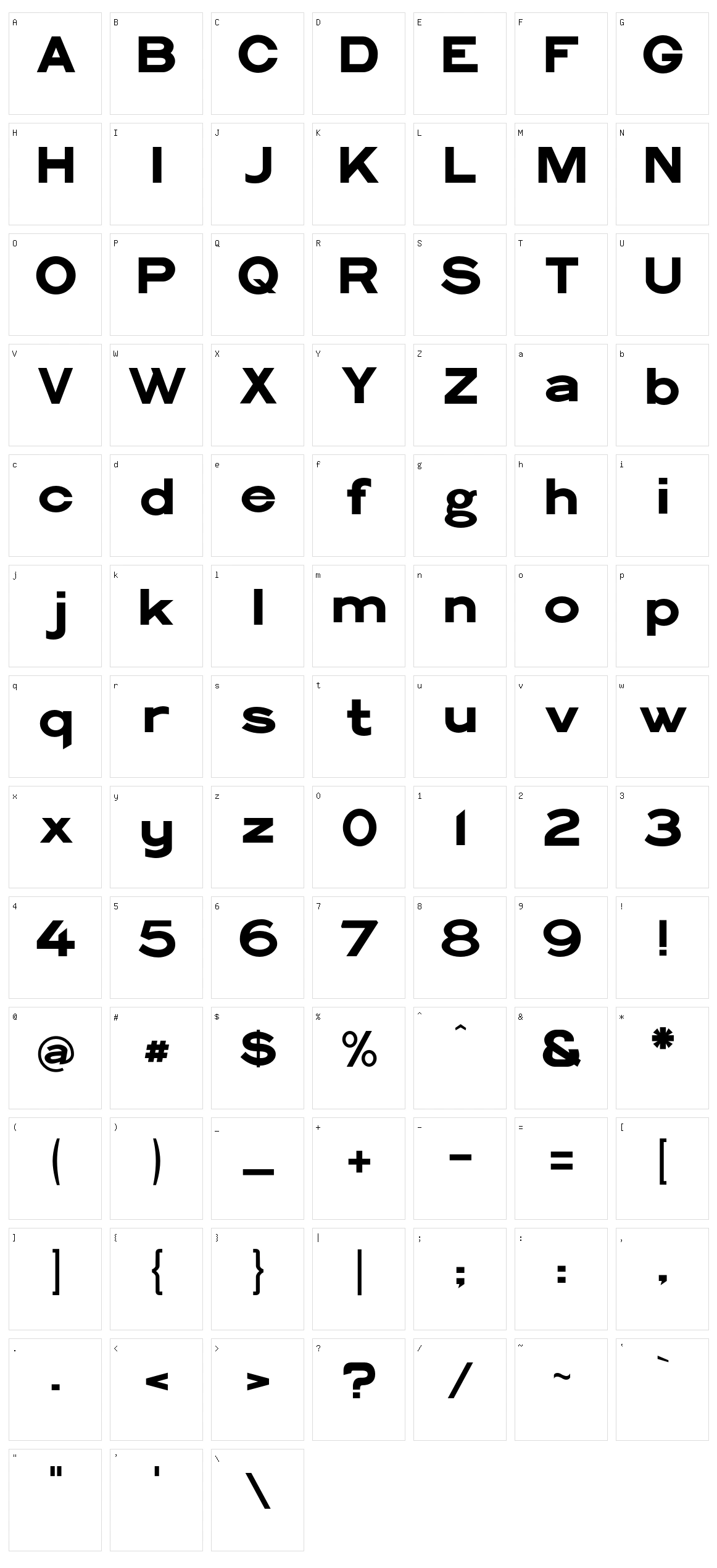 Philadelphian Gothic Character Set