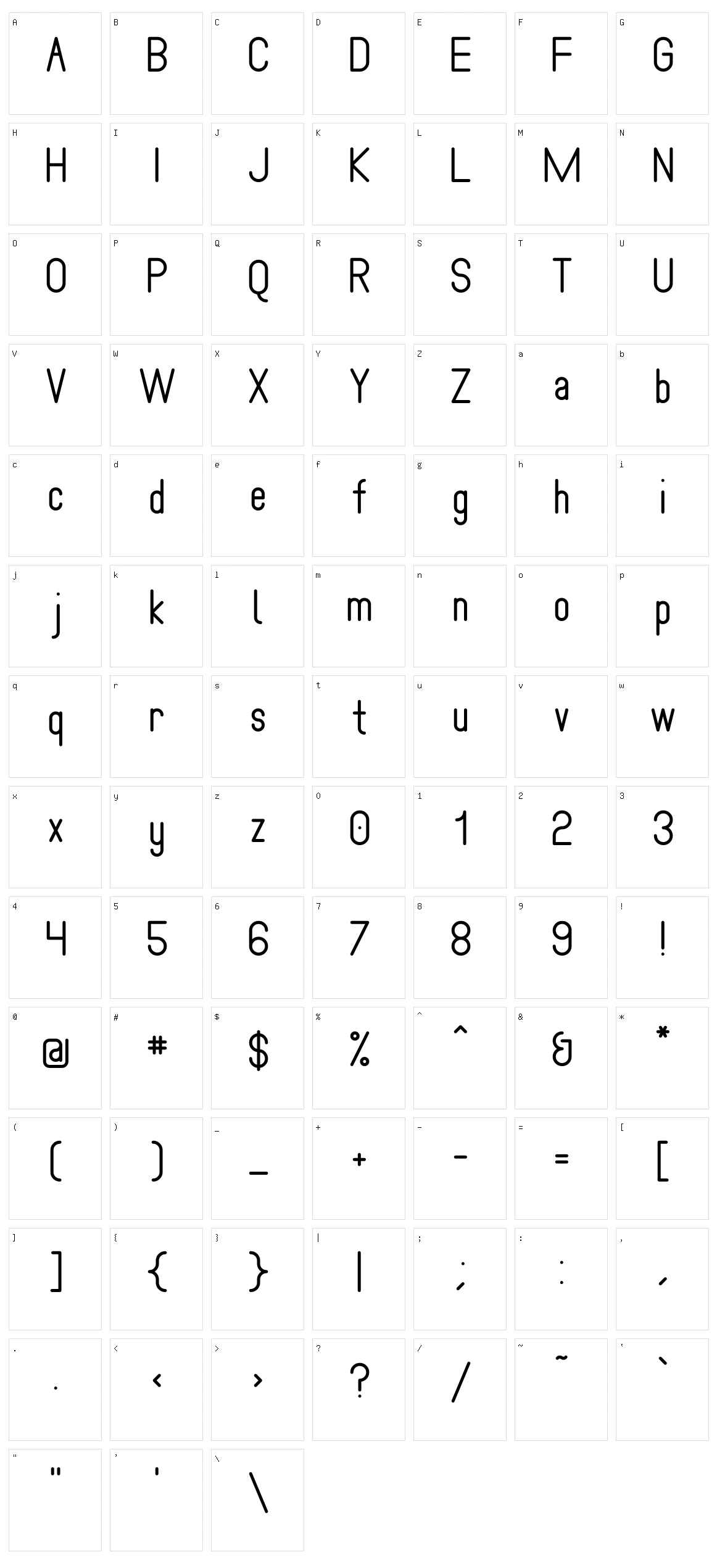 Pianaforma Character Set