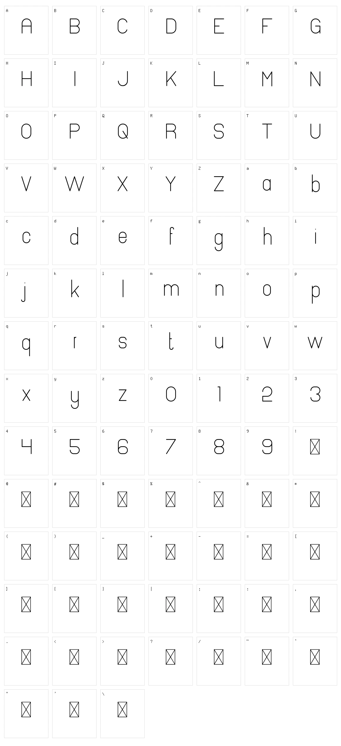 Pinchik Character Set