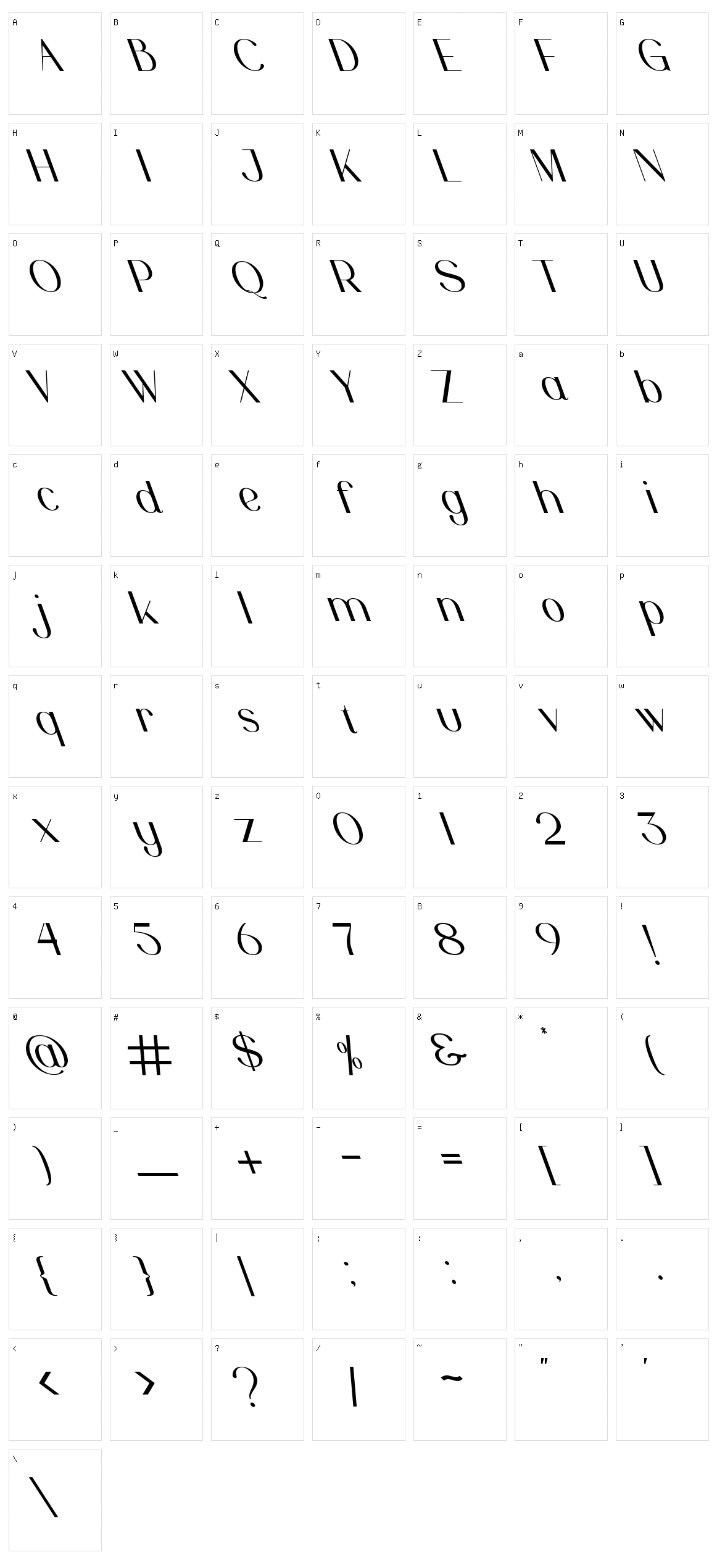 Pinkerston Character Set