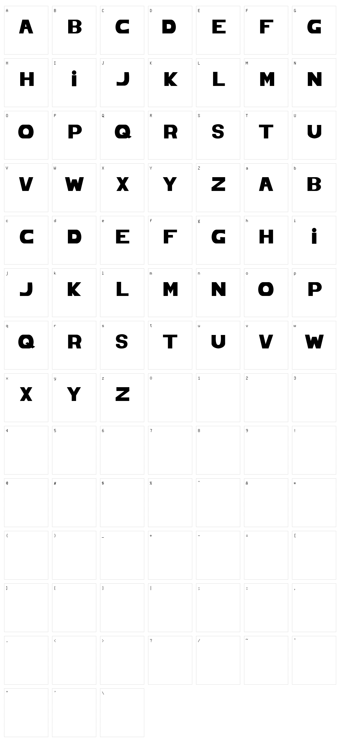 Pirelli Character Set