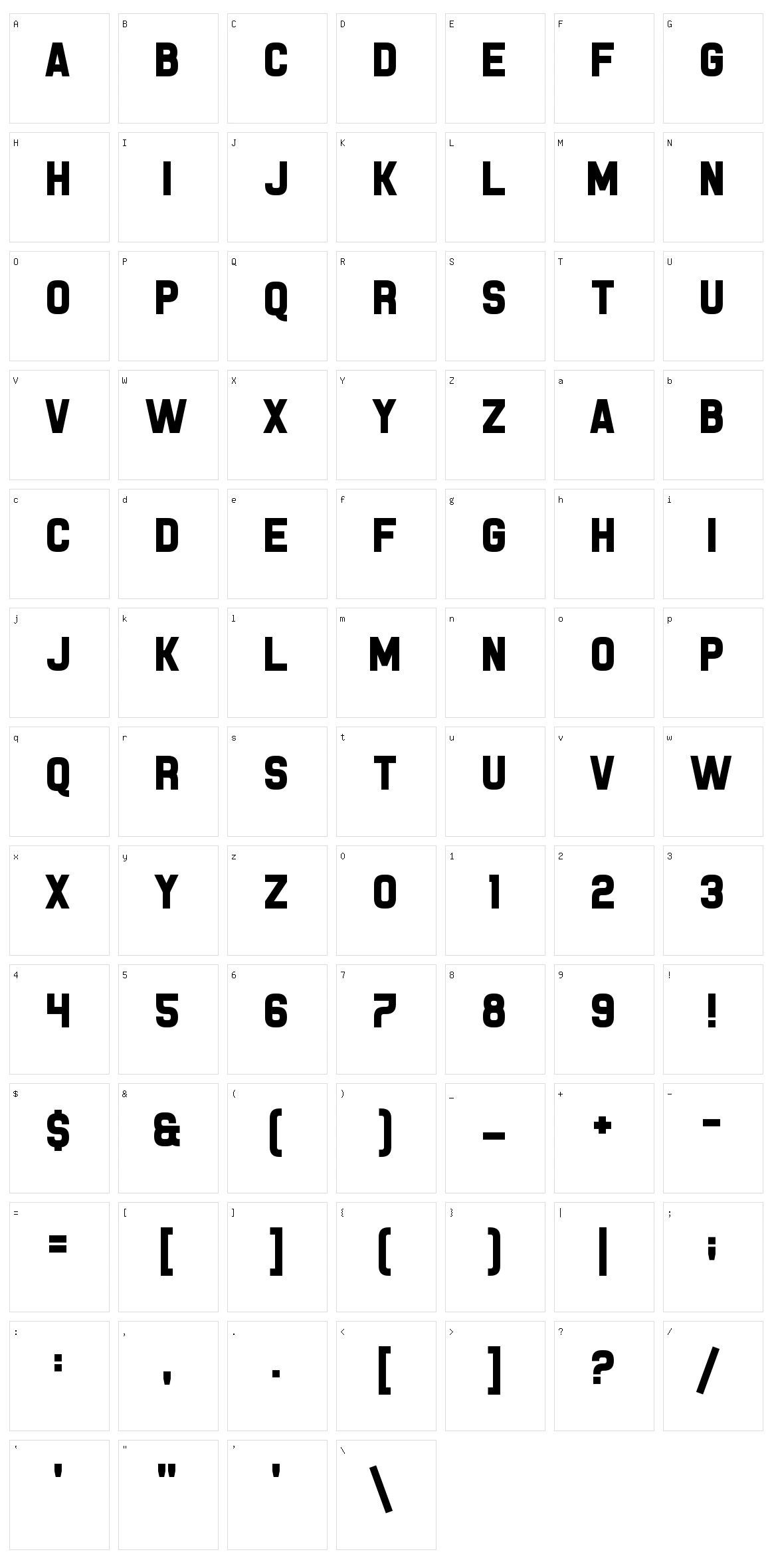 Piston Pressure Character Set