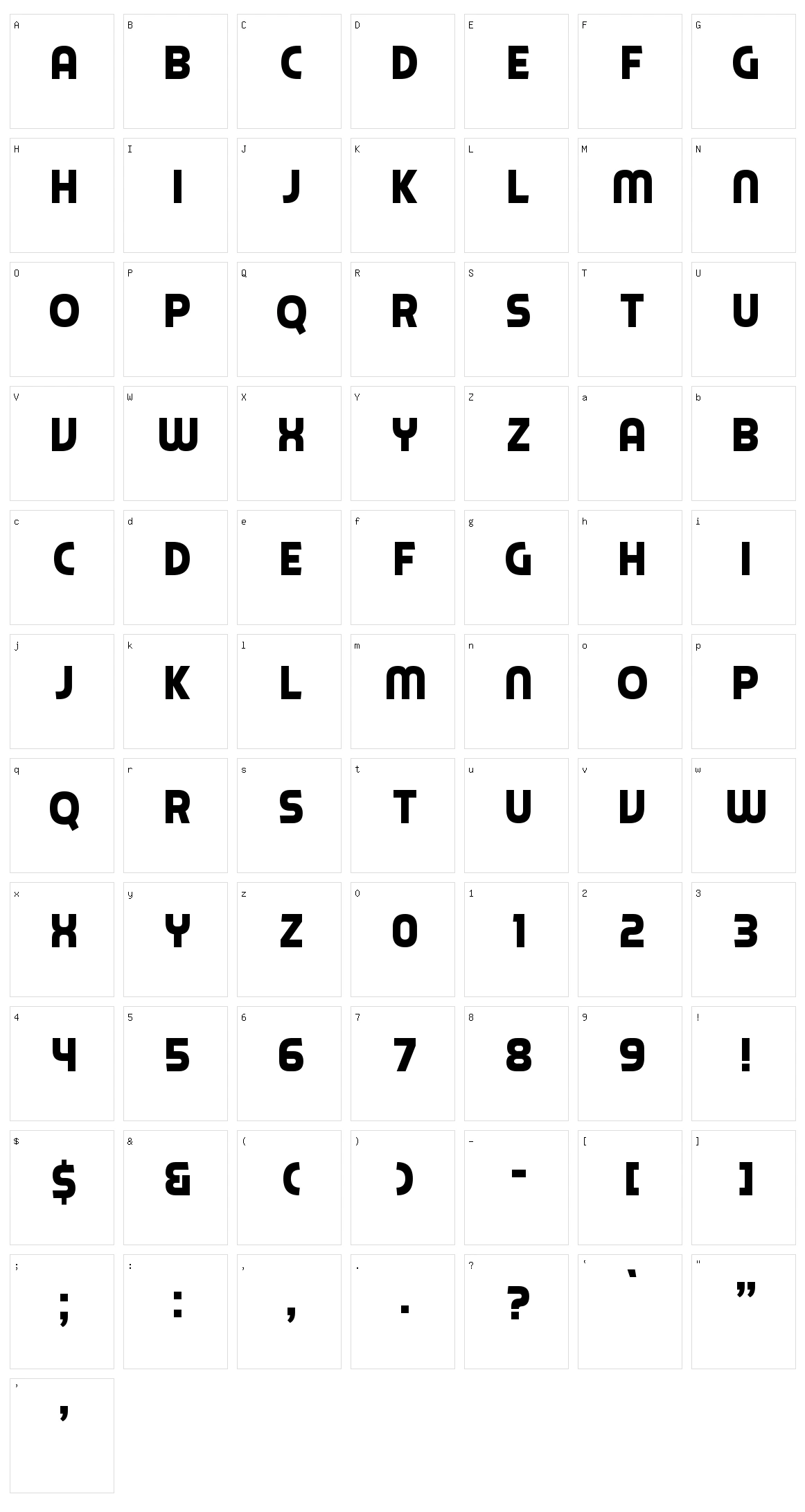 Piximisa Character Set