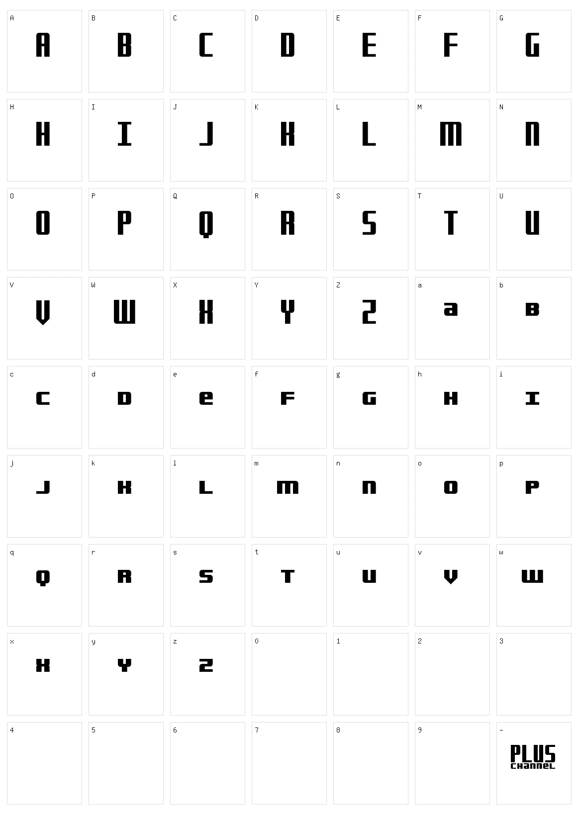 Plus Channel Character Set