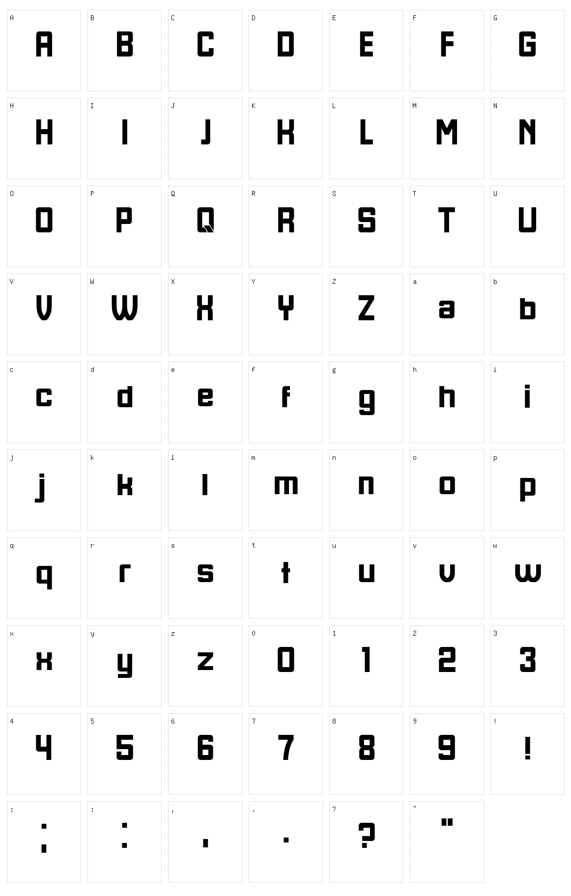 Pojah Character Set