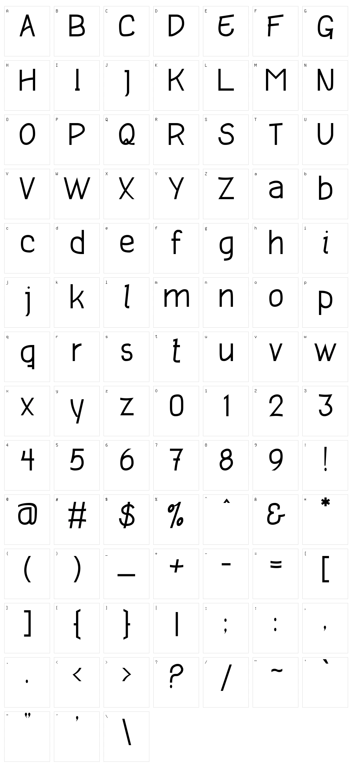 Ponderatta Character Set