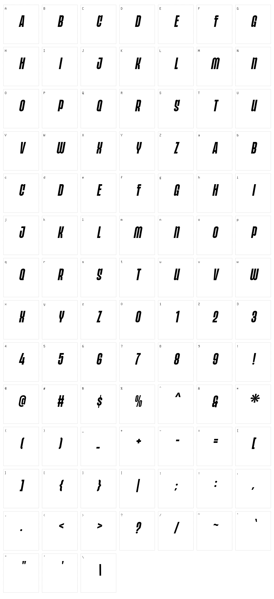 Popfine Character Set