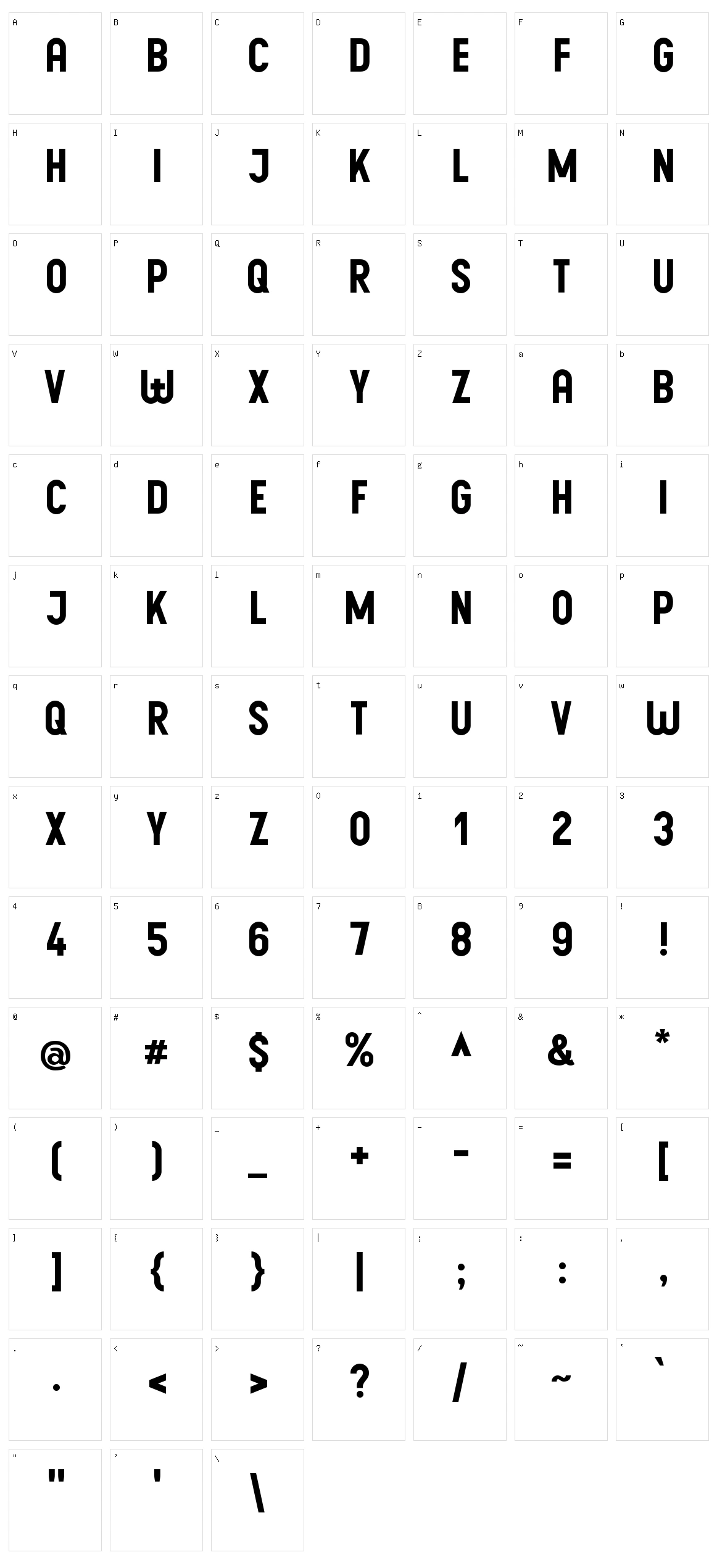 Post Bus Character Set