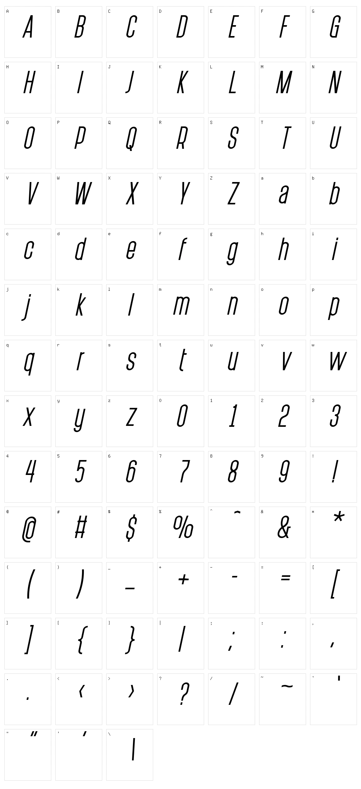 Post Scriptum Character Set