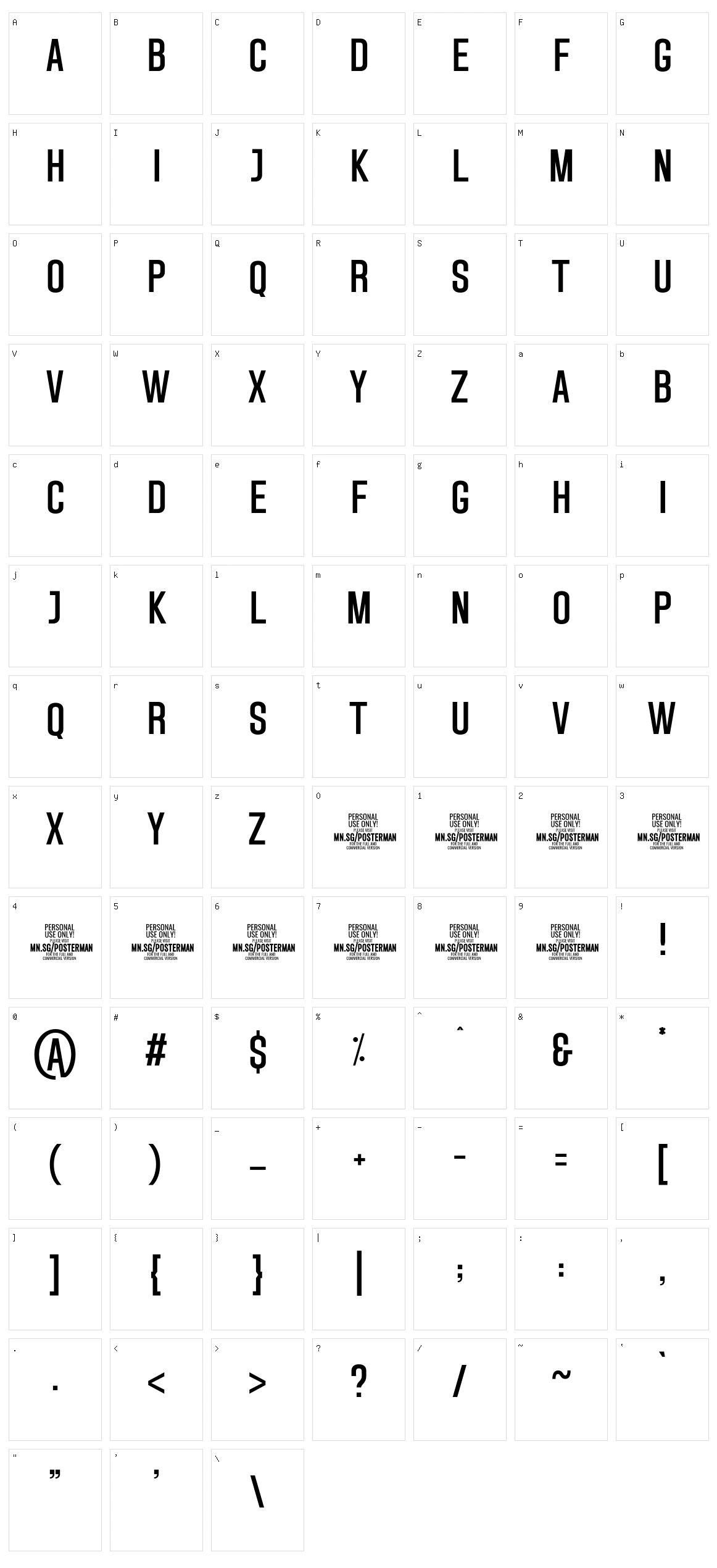 Posterman Character Set