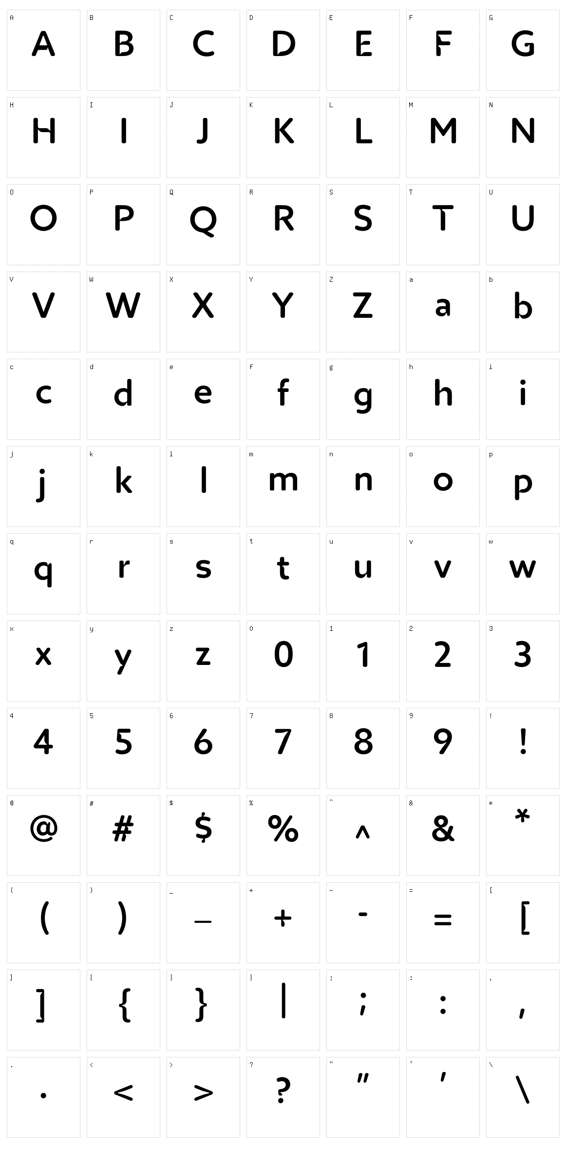 Priborg Sans Character Set