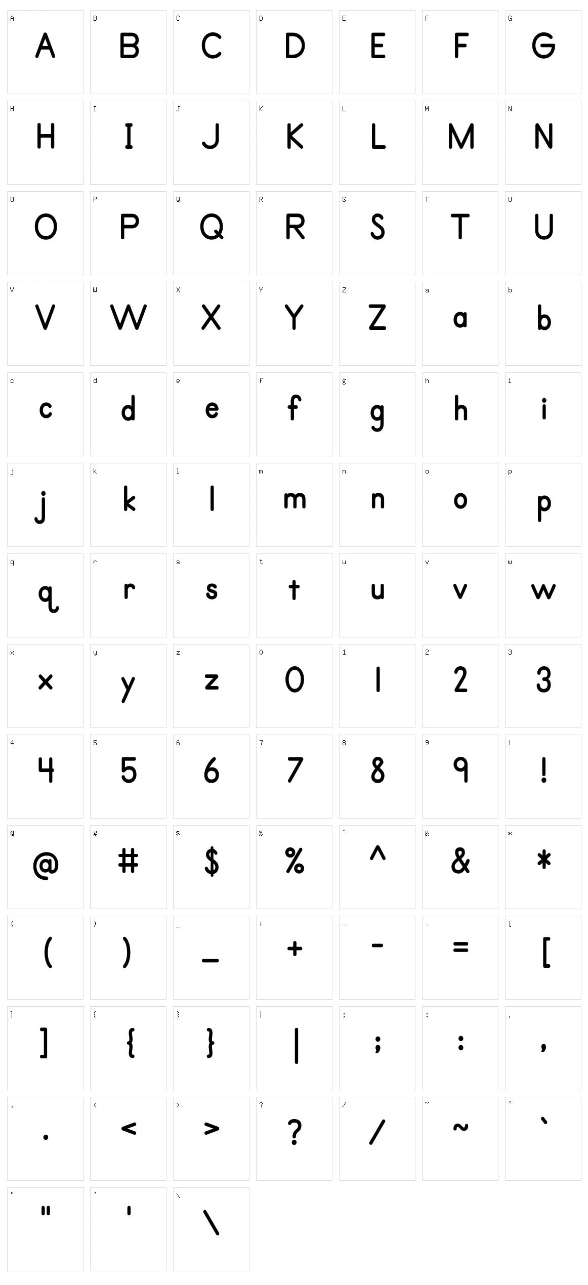 Primer Print Character Set