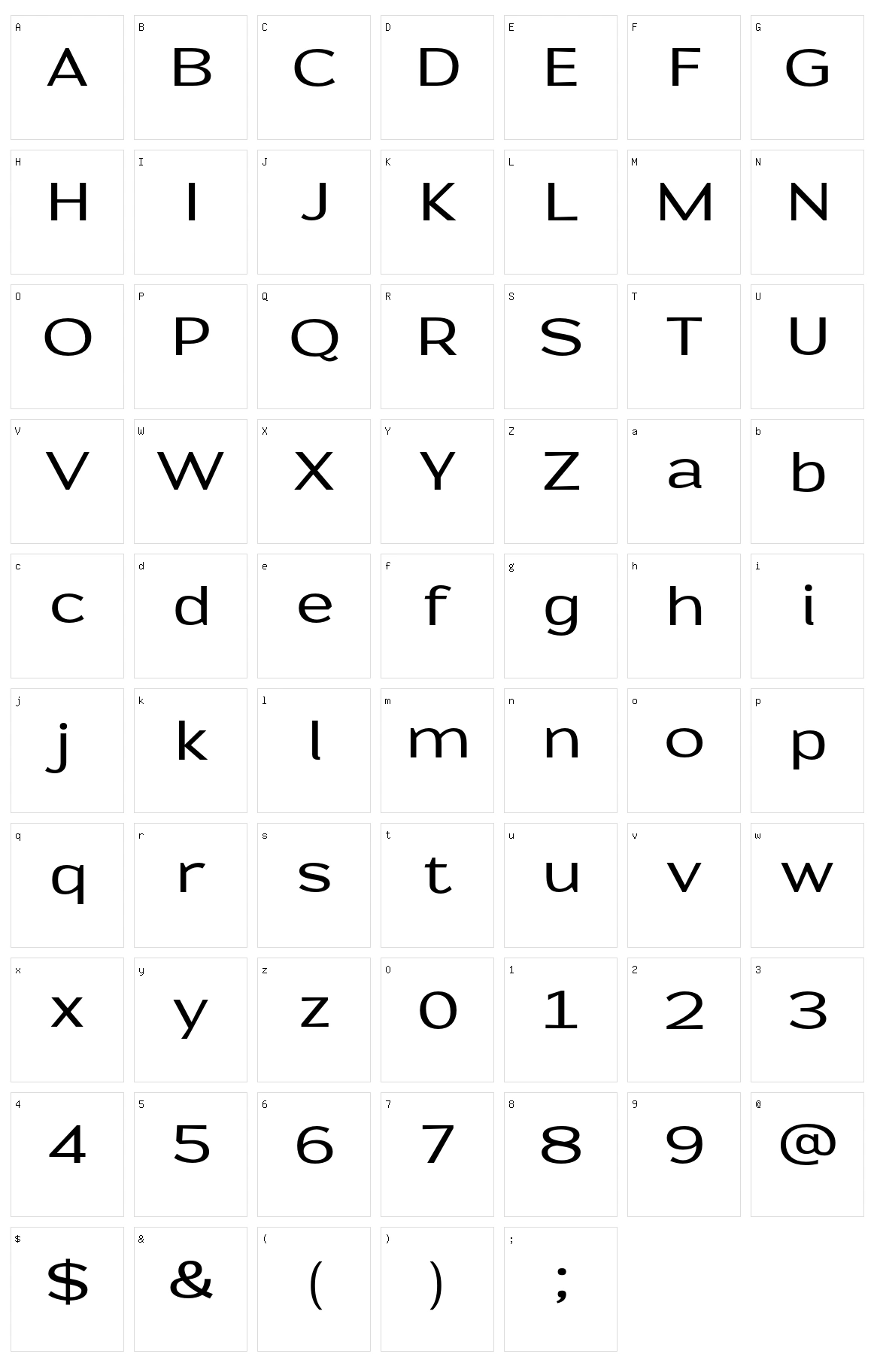 Prose Sans Character Set