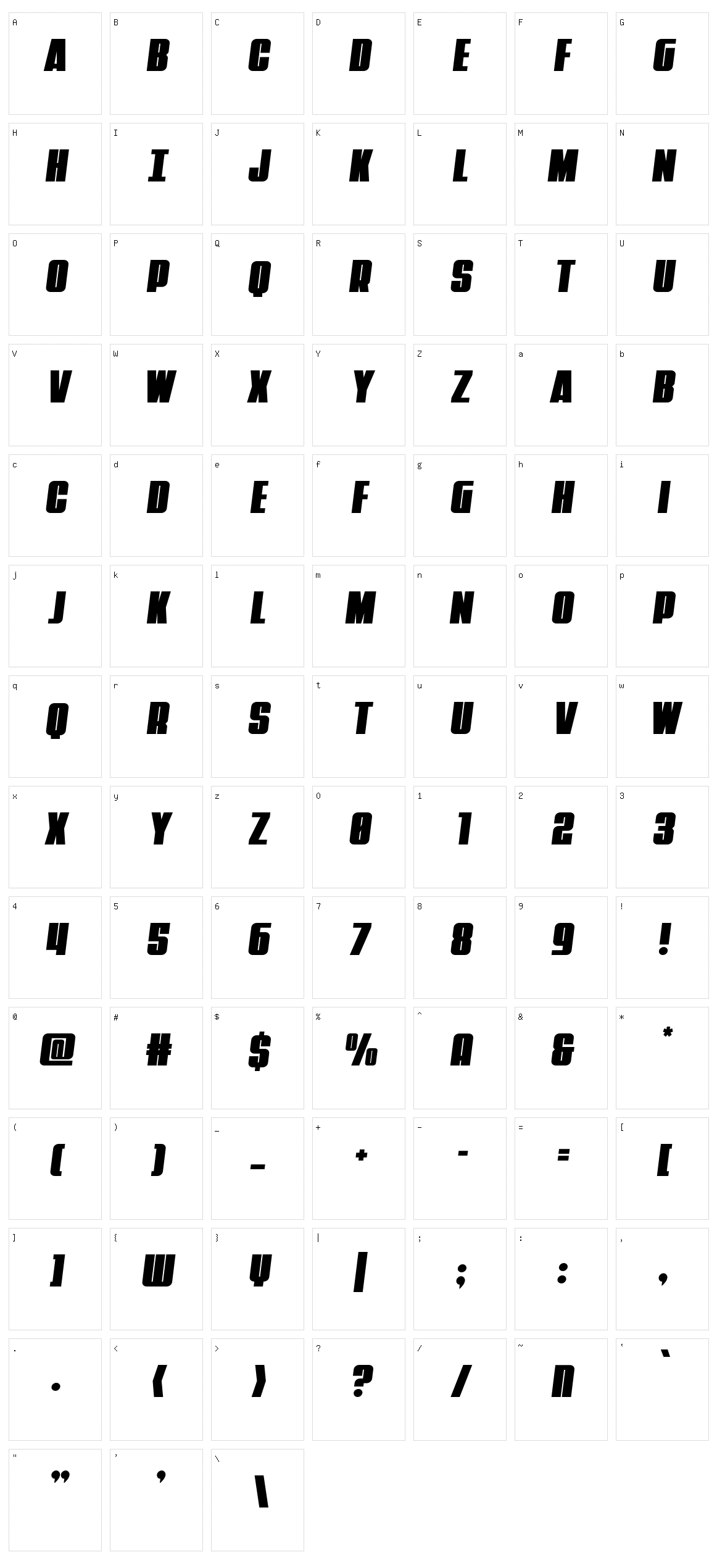 Punch Character Set