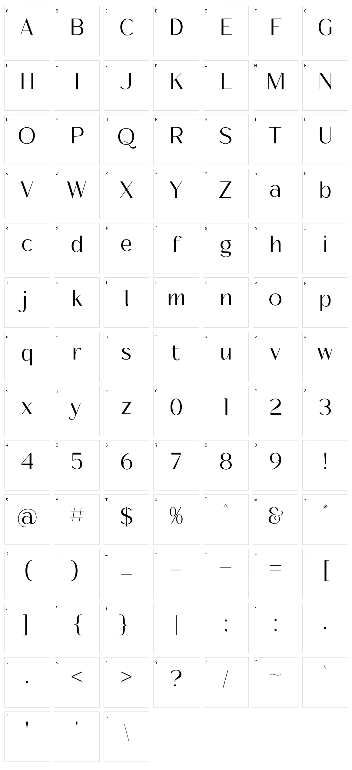 Qasbyne Character Set