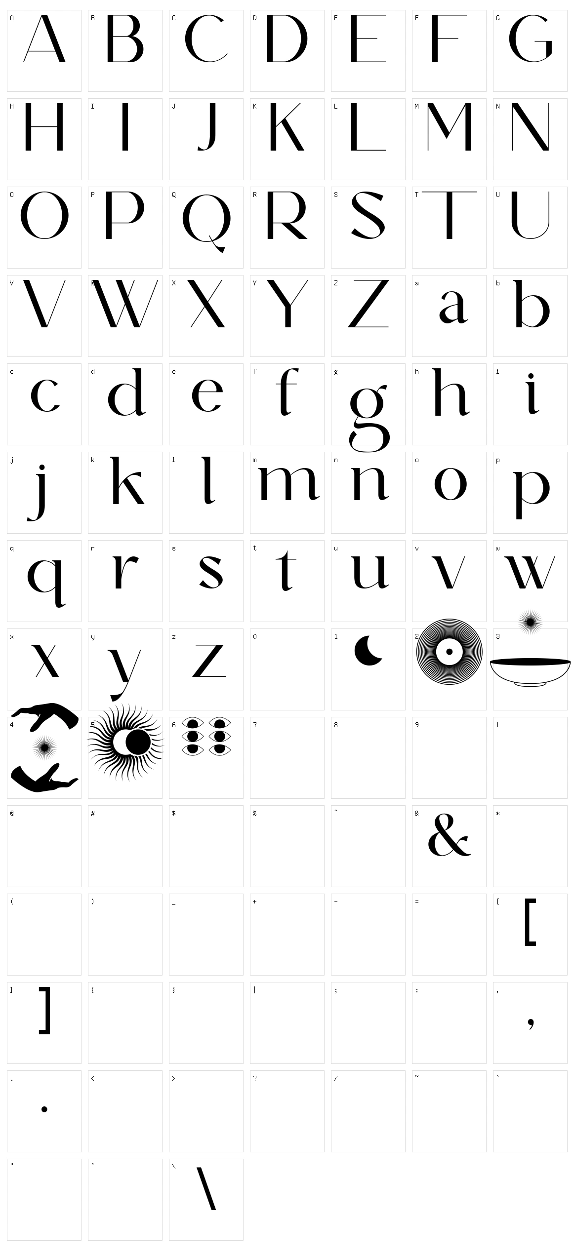Qrada Character Set