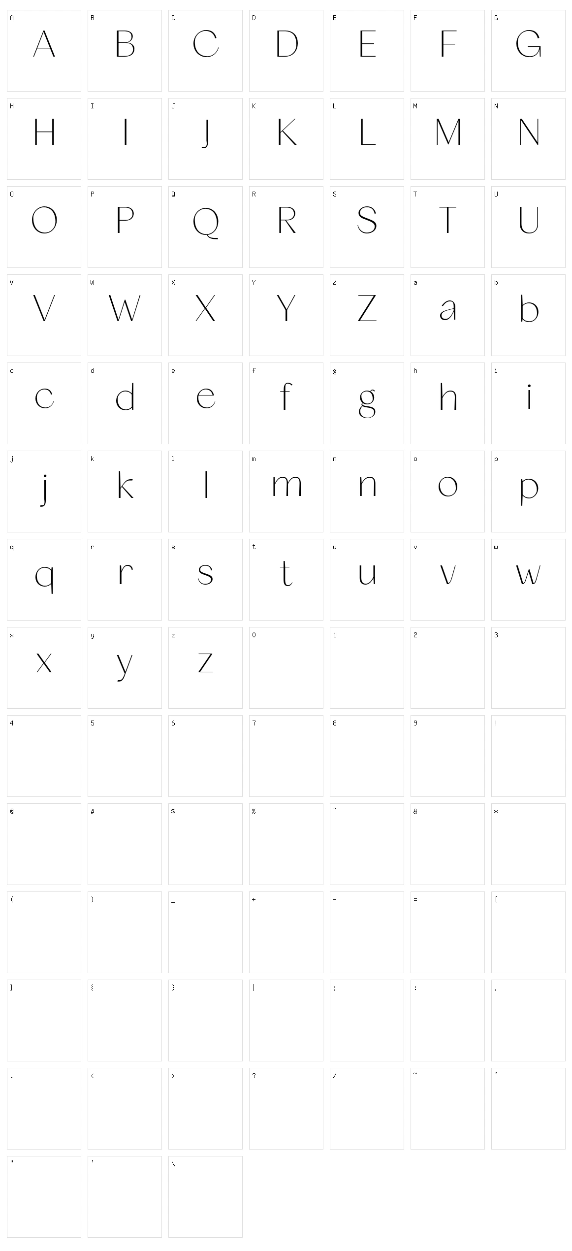 Quackey Character Set