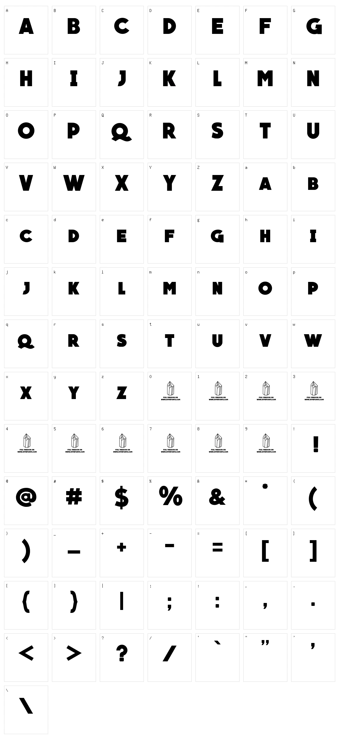 Quartzo Character Set