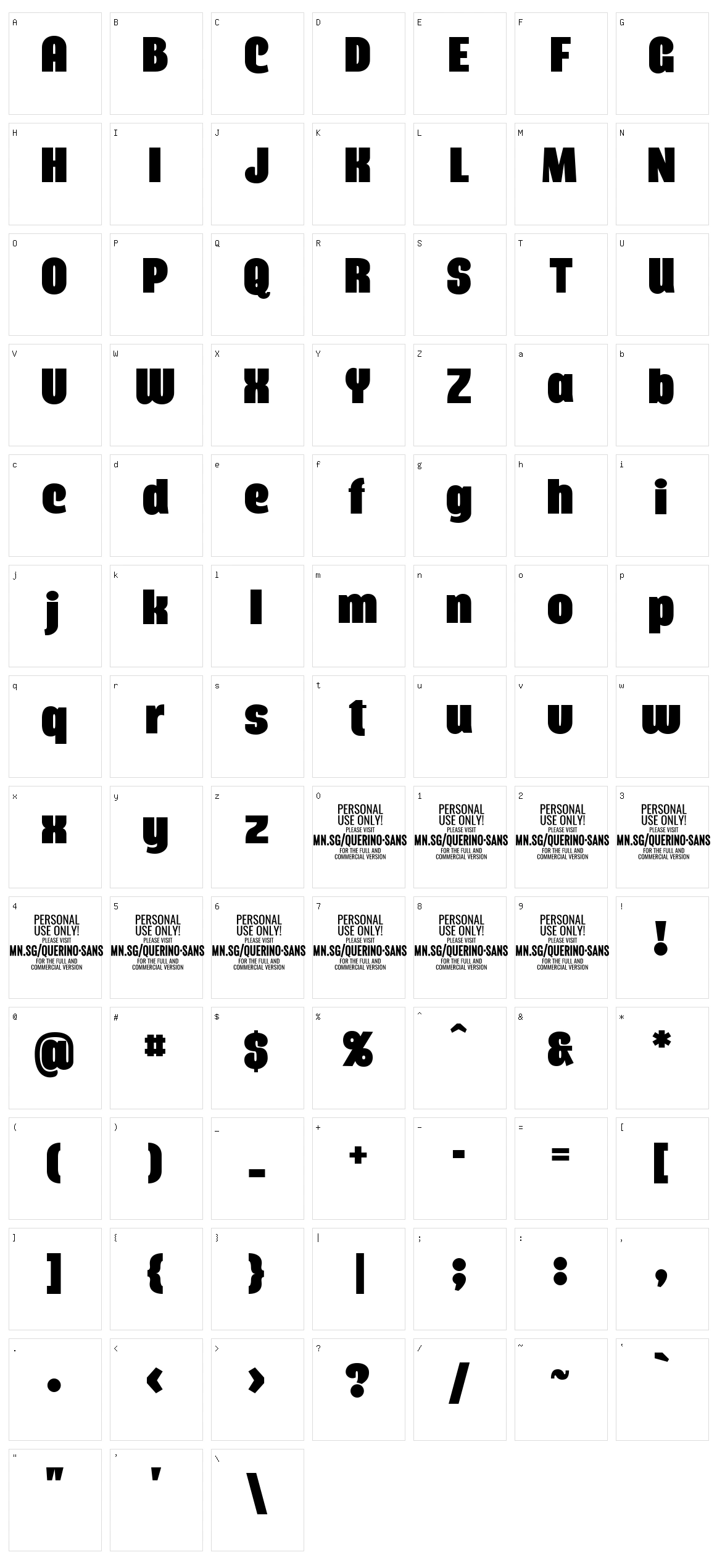 Querino Sans Character Set