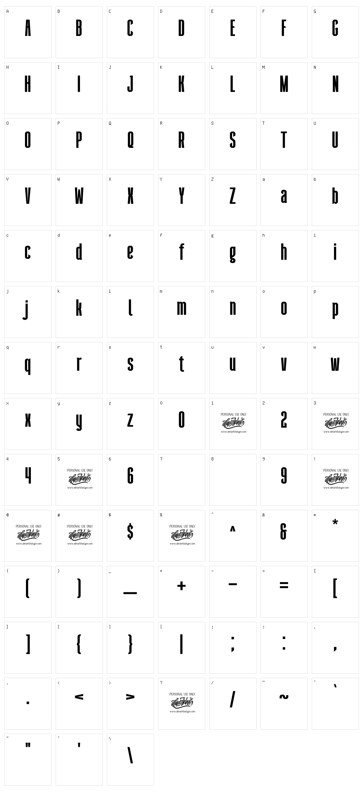Querygrand Character Set